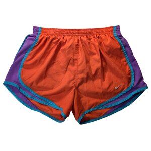 Nike Dri-Fit Womens Running Shorts Orange Purple Teal Trim Size S